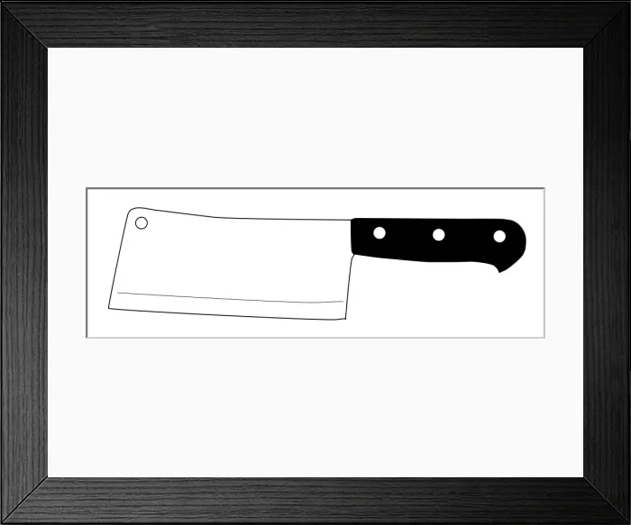 Framed Print : Black and white digital illustration of meat cleaver Framed Print : Black and white digital illustration of meat cleaver