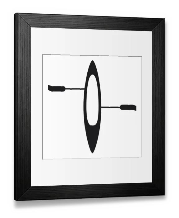 Framed Print : Black and white digital illustration of rowing boat and oars Framed Print : Black and white digital illustration of rowing boat and oars