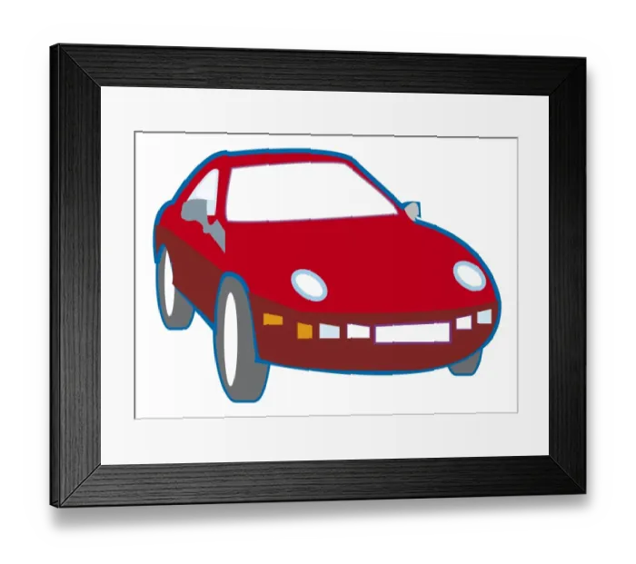 Framed Print : Digital illustration of red sports car