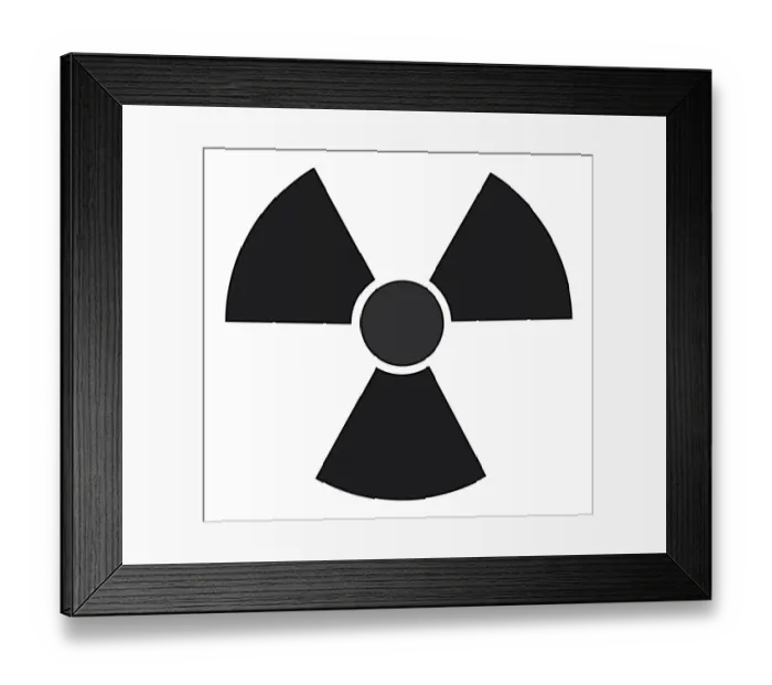 Framed Print : Black and white digital illustration of radioactive warning symbol Framed Print : Black and white digital illustration of radioactive warning symbol
