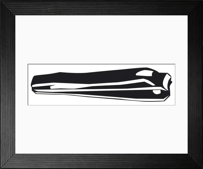 Framed Print : Black and white digital illustration of closed nail clippers Framed Print : Black and white digital illustration of closed nail clippers