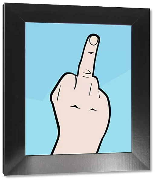 Digital illustration representing flipping the bird gesture with middle finger
