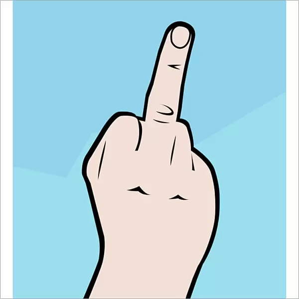 Digital illustration representing flipping the bird gesture with middle finger