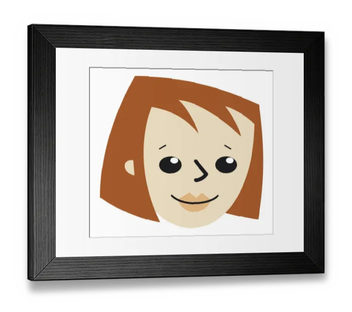 Framed Print : Digital cartoon of girl with brown bob hairstyle Framed Print : Digital cartoon of girl with brown bob hairstyle
