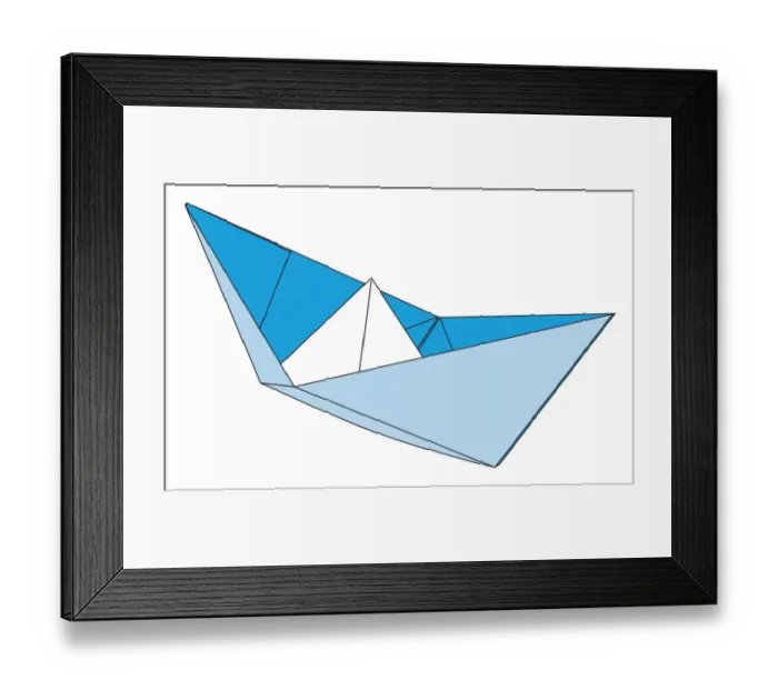 Framed Print : Digital illustration of boat made from folded paper Framed Print : Digital illustration of boat made from folded paper