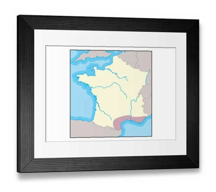 Framed Print : Digital illustration of wine growing region in the South of France shown in pink Framed Print : Digital illustration of wine growing region in the South of France shown in pink