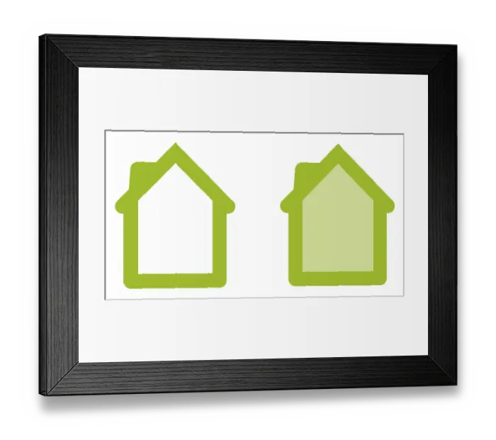 Framed Print : Digital illustration of greenhouse symbols representing economical and ecological construction Framed Print : Digital illustration of greenhouse symbols representing economical and ecological construction