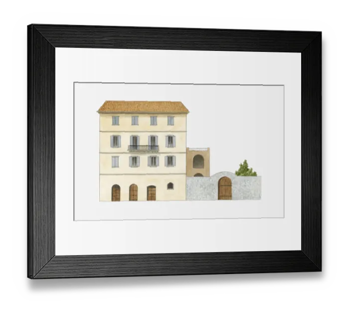 Framed Print : Digital illustration of maison noble or, mansion, an unostentatious mansion of the wealthy found on the island of Corsica Framed Print : Digital illustration of maison noble or, mansion, an unostentatious mansion of the wealthy found on the island of Corsica
