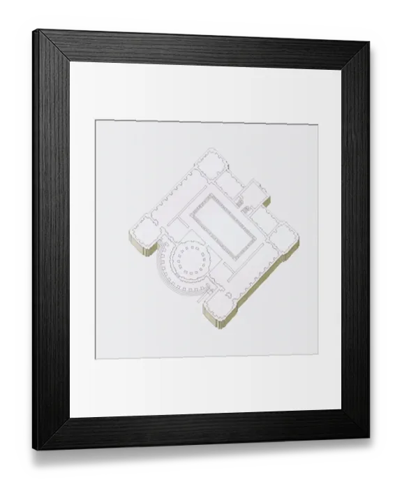Framed Print : Black and white floorplan illustration of the National Museum of Irelands ground floor Framed Print : Black and white floorplan illustration of the National Museum of Irelands ground floor