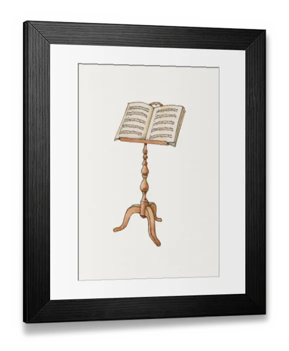 Framed Print : Illustration of sheet music on wooden music stand Framed Print : Illustration of sheet music on wooden music stand