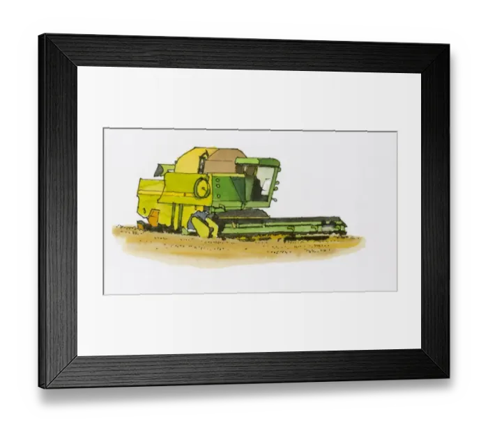 Framed Print : Illustration of combine harvester harvesting grain crop Framed Print : Illustration of combine harvester harvesting grain crop