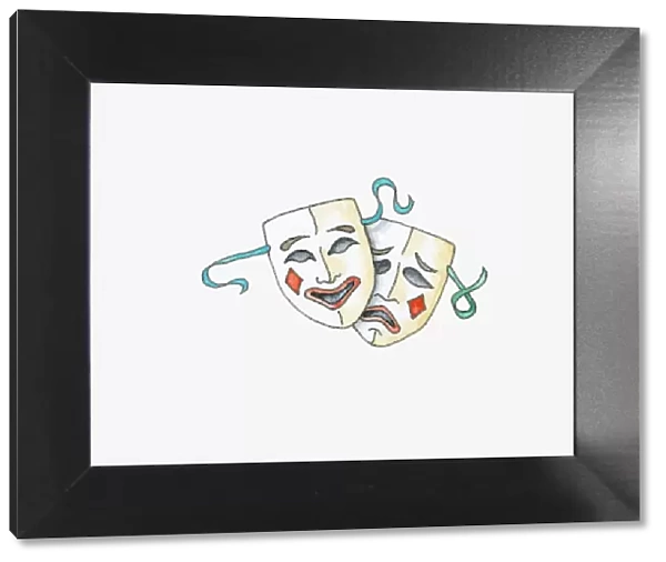 Illustration of comedy and tragedy theatre masks