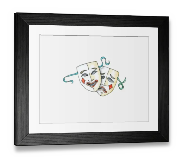 Framed Print : Illustration of comedy and tragedy theatre masks Framed Print : Illustration of comedy and tragedy theatre masks