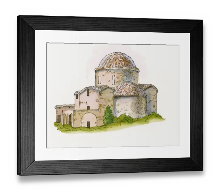 Framed Print : Illustration of Panayia Absinthiotissa Church, North Cyprus Framed Print : Illustration of Panayia Absinthiotissa Church, North Cyprus