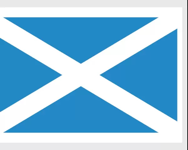 Illustration of flag of Scotland, with white saltire on blue field