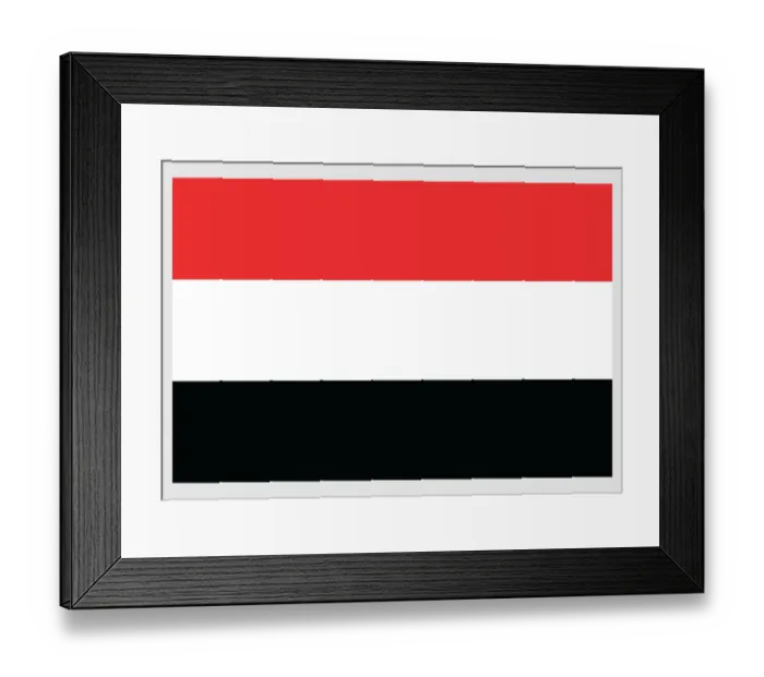 Framed Print : Illustration of national flag of Yemen, a tricolor of red, white and black Framed Print : Illustration of national flag of Yemen, a tricolor of red, white and black
