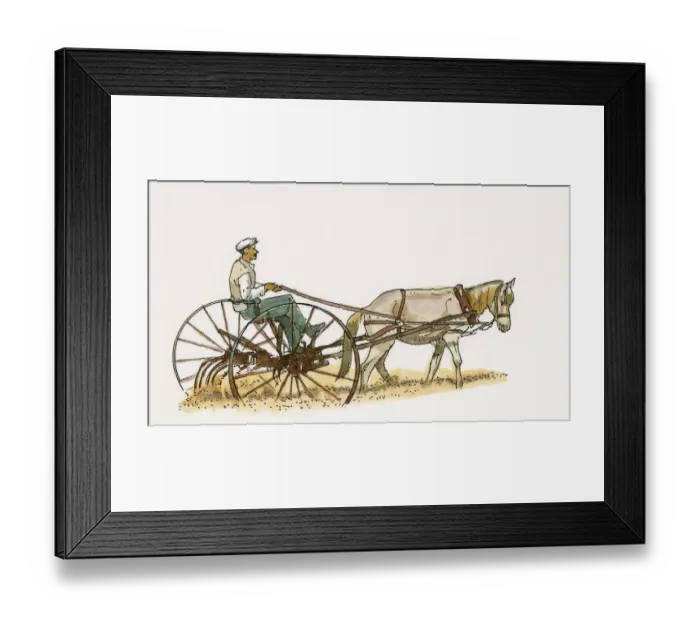 Framed Print : Illustration of farmer ploughing field near Burdur using traditional horsedrawn plough Framed Print : Illustration of farmer ploughing field near Burdur using traditional horsedrawn plough
