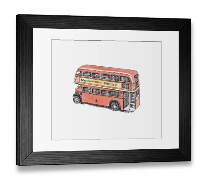 Framed Print : Illustration of red Route Master London bus Framed Print : Illustration of red Route Master London bus