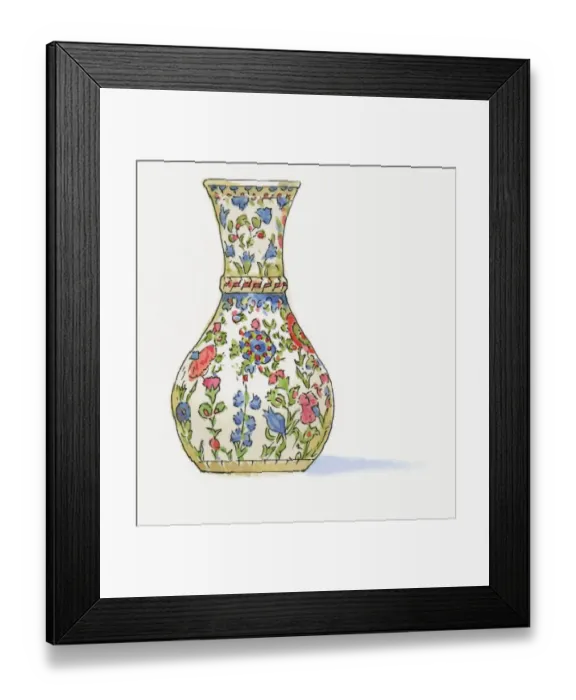 Framed Print : Illustration of traditional Iznik vase Framed Print : Illustration of traditional Iznik vase