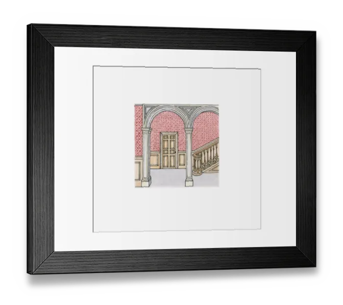 Framed Print : Illustration of 19th century lobby