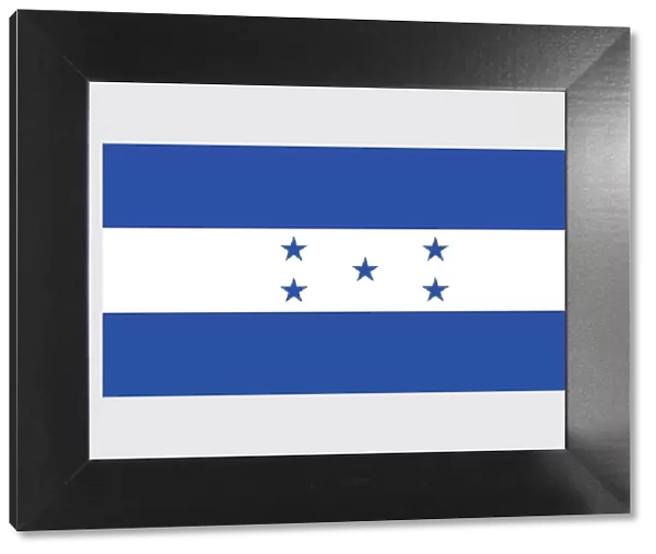 Illustration of national flag of Honduras, with field of three horizontal bands and state ensign of five five-pointed stars in centre