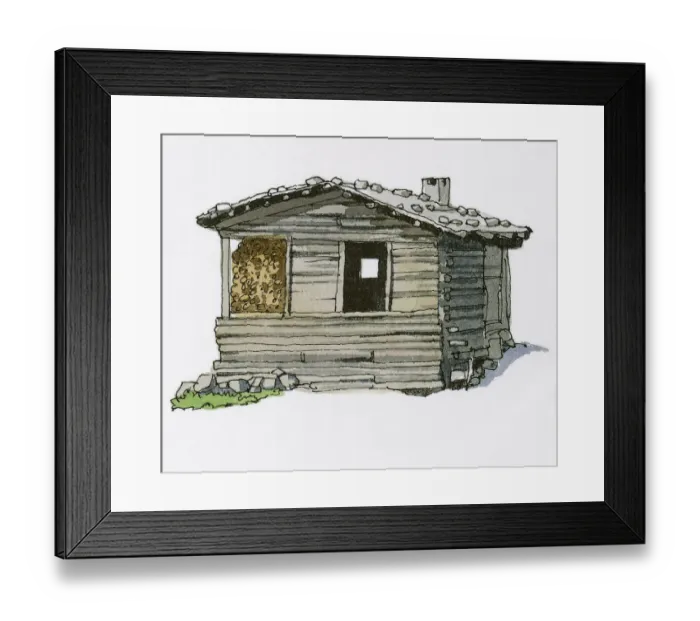 Framed Print : Illustration of log cabin in Turkeys Mersin Valley Framed Print : Illustration of log cabin in Turkeys Mersin Valley