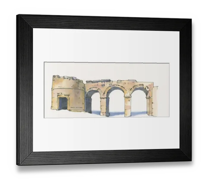 Framed Print : Illustration of Domitian gate flanked by circular tower, Hierapolis Framed Print : Illustration of Domitian gate flanked by circular tower, Hierapolis