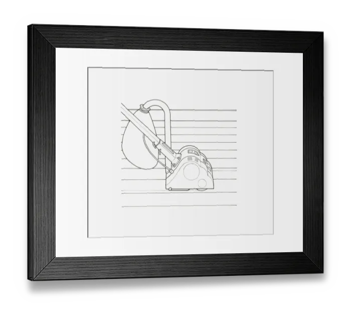 Framed Print : Black and white illustration of drum floor sander with disposable bag Framed Print : Black and white illustration of drum floor sander with disposable bag