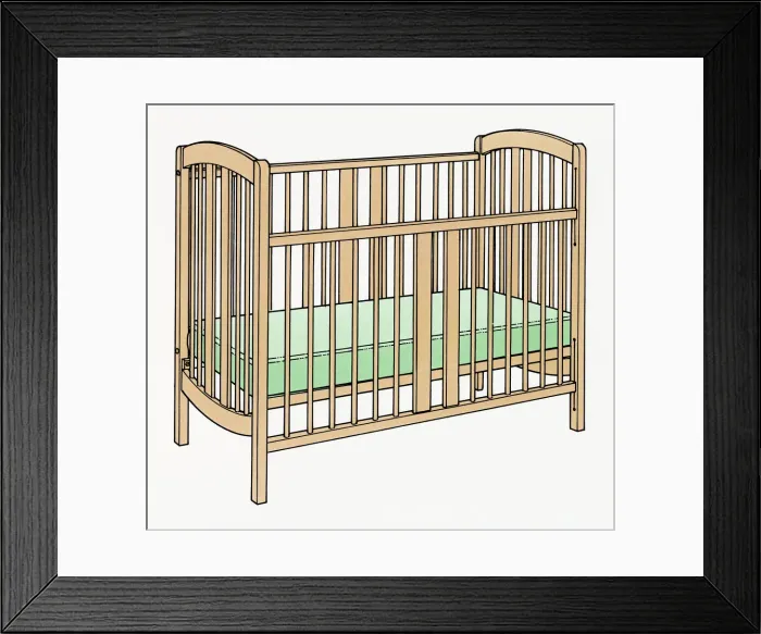Framed Print : Illustration of cot Framed Print : Illustration of cot