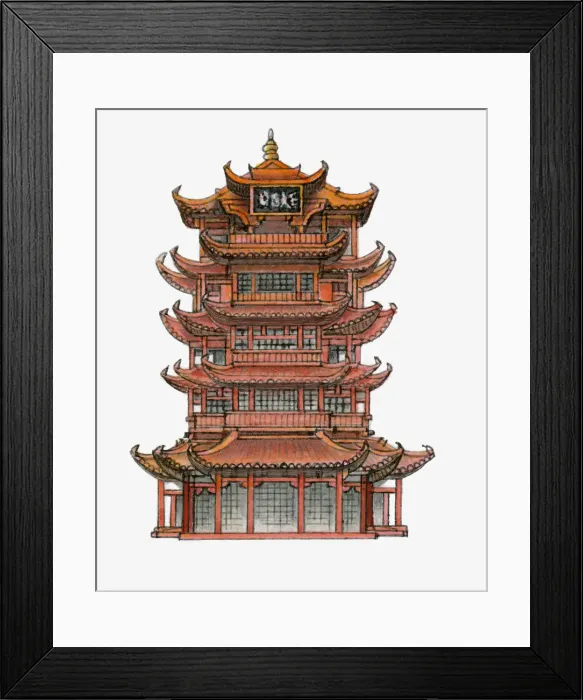 Framed Print : Illustration of classical Chinese storied building Framed Print : Illustration of classical Chinese storied building