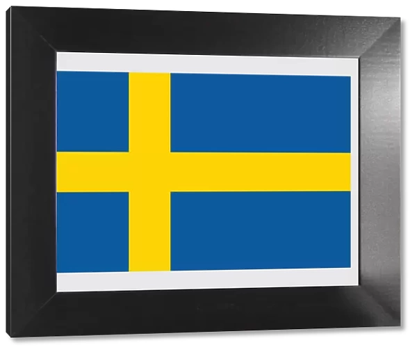 Illustration of flag of Sweden, with yellow Scandinavian cross extending to edges of blue field