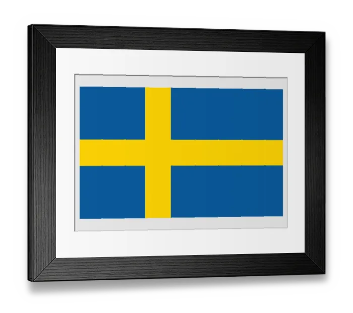 Framed Print : Illustration of flag of Sweden, with yellow Scandinavian cross extending to edges of blue field Framed Print : Illustration of flag of Sweden, with yellow Scandinavian cross extending to edges of blue field