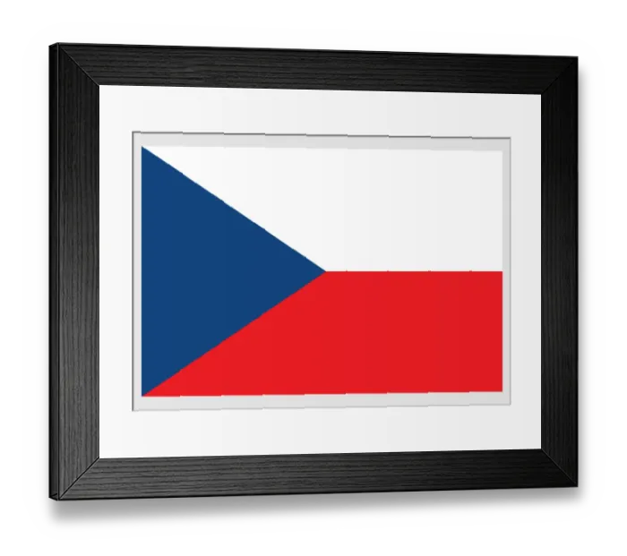 Framed Print : Illustration of national flag of the Czech Republic, with blue isosceles triangle and two equal horizontal bands of white and red Framed Print : Illustration of national flag of the Czech Republic, with blue isosceles triangle and two equal horizontal bands of white and red
