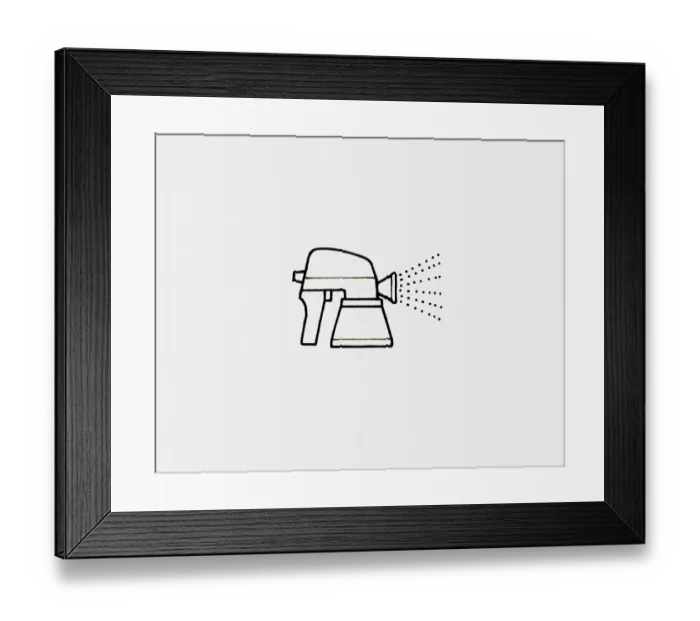 Framed Print : Black and white illustration of paint sprayer Framed Print : Black and white illustration of paint sprayer