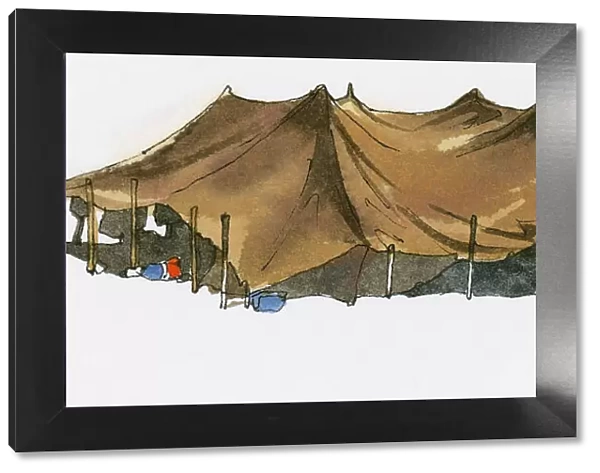 Illustration of Bedouin tent near Black Sea coast