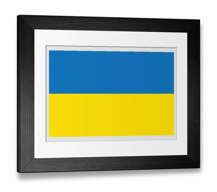 Framed Print : Illustration of national flag and civil state ensign of Ukraine, with two equally sized horizontal blue and yellow bands on field