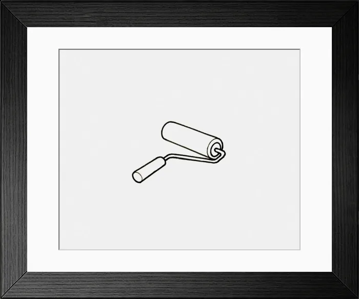 Framed Print : Black and white illustration of paint roller Framed Print : Black and white illustration of paint roller