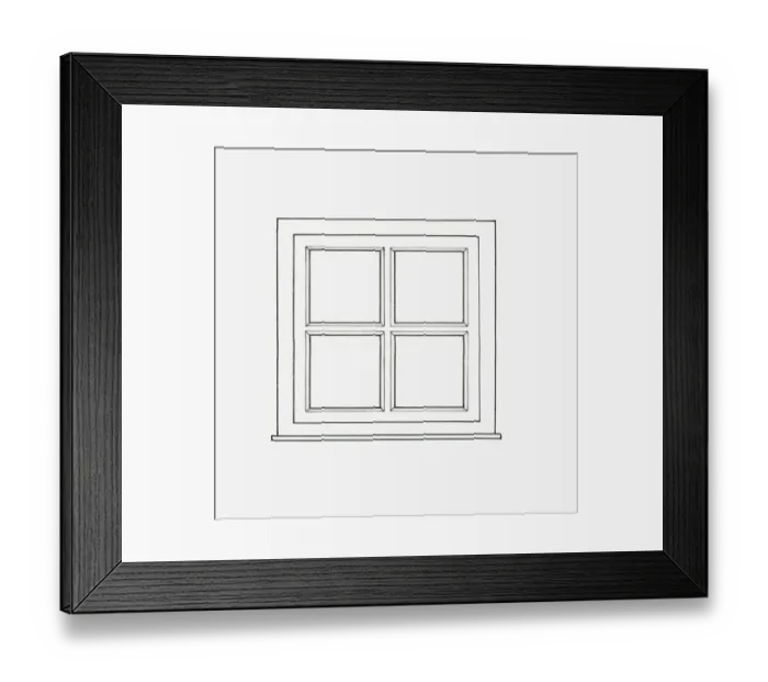 Framed Print : Black and white illustration of casement window Framed Print : Black and white illustration of casement window