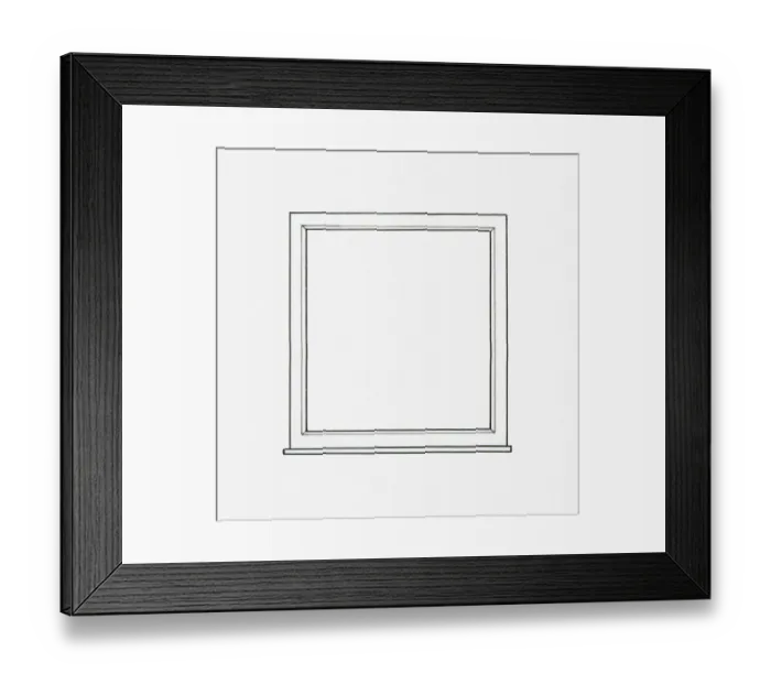 Framed Print : Black and white illustration of picture window Framed Print : Black and white illustration of picture window
