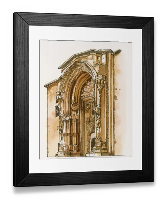 Framed Print : Illustration of Divrigi Great Mosque and Hospital, west portal, an example of Anatolian Seljuk architecture