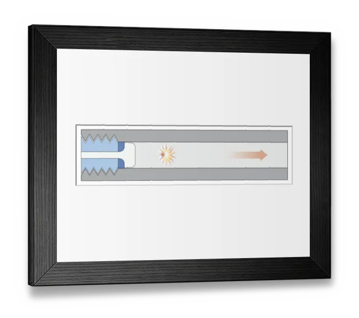 Framed Print : Cross section digital illustration showing how naval breech-loader fires ammunition from the rear Framed Print : Cross section digital illustration showing how naval breech-loader fires ammunition from the rear