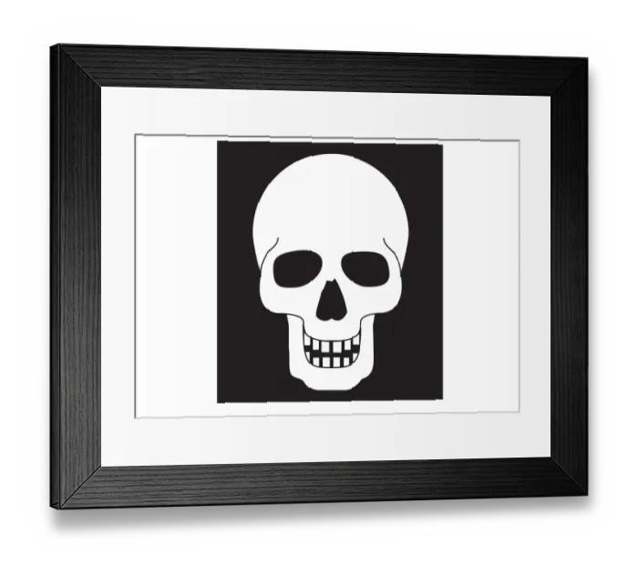 Framed Print : Black and white digital illustration representing human skull Framed Print : Black and white digital illustration representing human skull