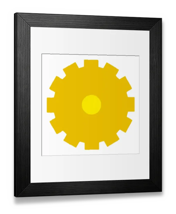 Framed Print : Digital illustration of yellow cog Framed Print : Digital illustration of yellow cog