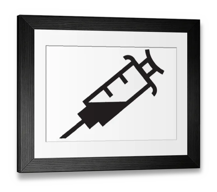 Framed Print : Black and white digital illustration representing syringe Framed Print : Black and white digital illustration representing syringe