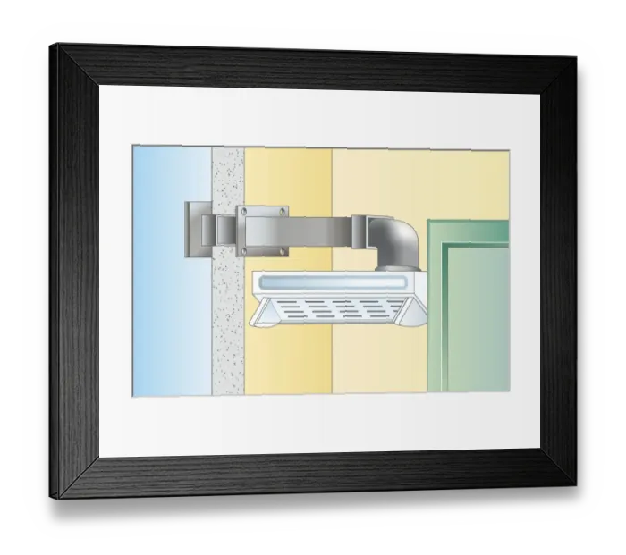 Framed Print : Digital Illustration of duct above cooker hood in domestic kitchen Framed Print : Digital Illustration of duct above cooker hood in domestic kitchen