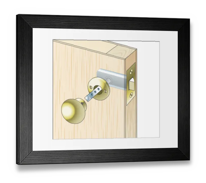 Framed Print : Digital illustration of door handle and latch set Framed Print : Digital illustration of door handle and latch set
