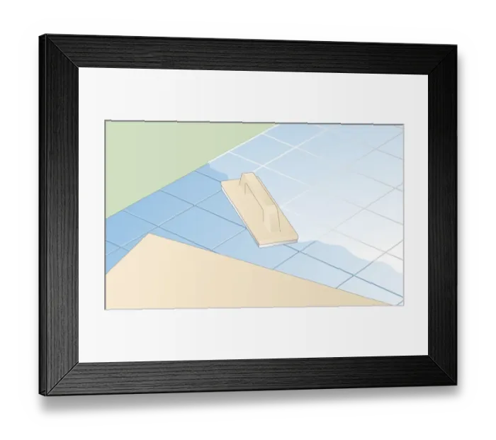 Framed Print : Digital Illustration showing rubber-based float and grouting on floor tiles Framed Print : Digital Illustration showing rubber-based float and grouting on floor tiles