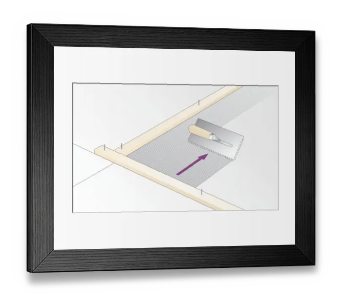 Framed Print : Digital illustration of spreading adhesive with notched edge of trowel Framed Print : Digital illustration of spreading adhesive with notched edge of trowel