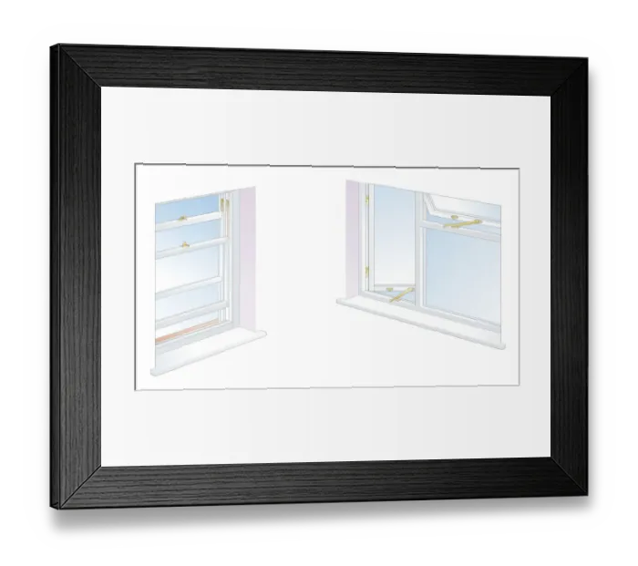 Framed Print : Digital illustration of spring metal strip, foam strip, and rubber seal on sash window, and foam strip draughtproofing casement window Framed Print : Digital illustration of spring metal strip, foam strip, and rubber seal on sash window, and foam strip draughtproofing casement window