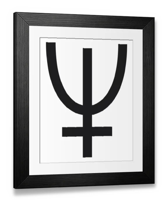 Framed Print : Black and White Illustration of Neptune astronomical symbol Framed Print : Black and White Illustration of Neptune astronomical symbol